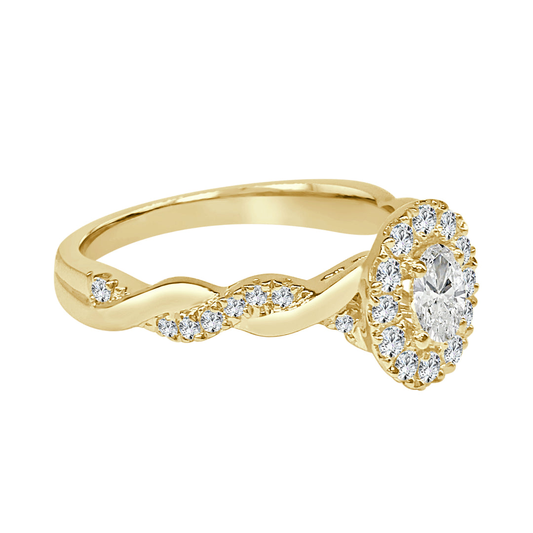 Stunning 14 Karat Yellow Gold Engagement Ring with Natural Diamond