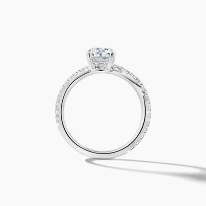 Platinum Off-Center Round Brilliant Cut Engagement Mounting with SMP Wave Shank
