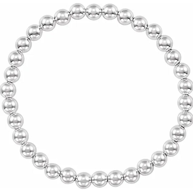 Handcrafted Sterling Silver Beaded Elastic Bracelet