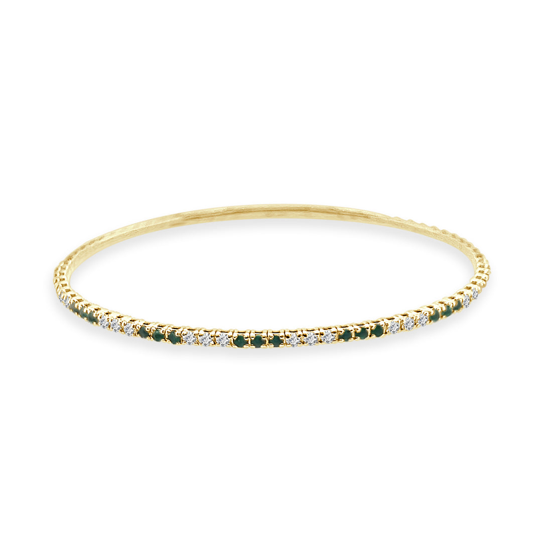 Dazzling Bangle Flex Bracelet in 14 Karat Yellow Gold with Natural Diamond Accents