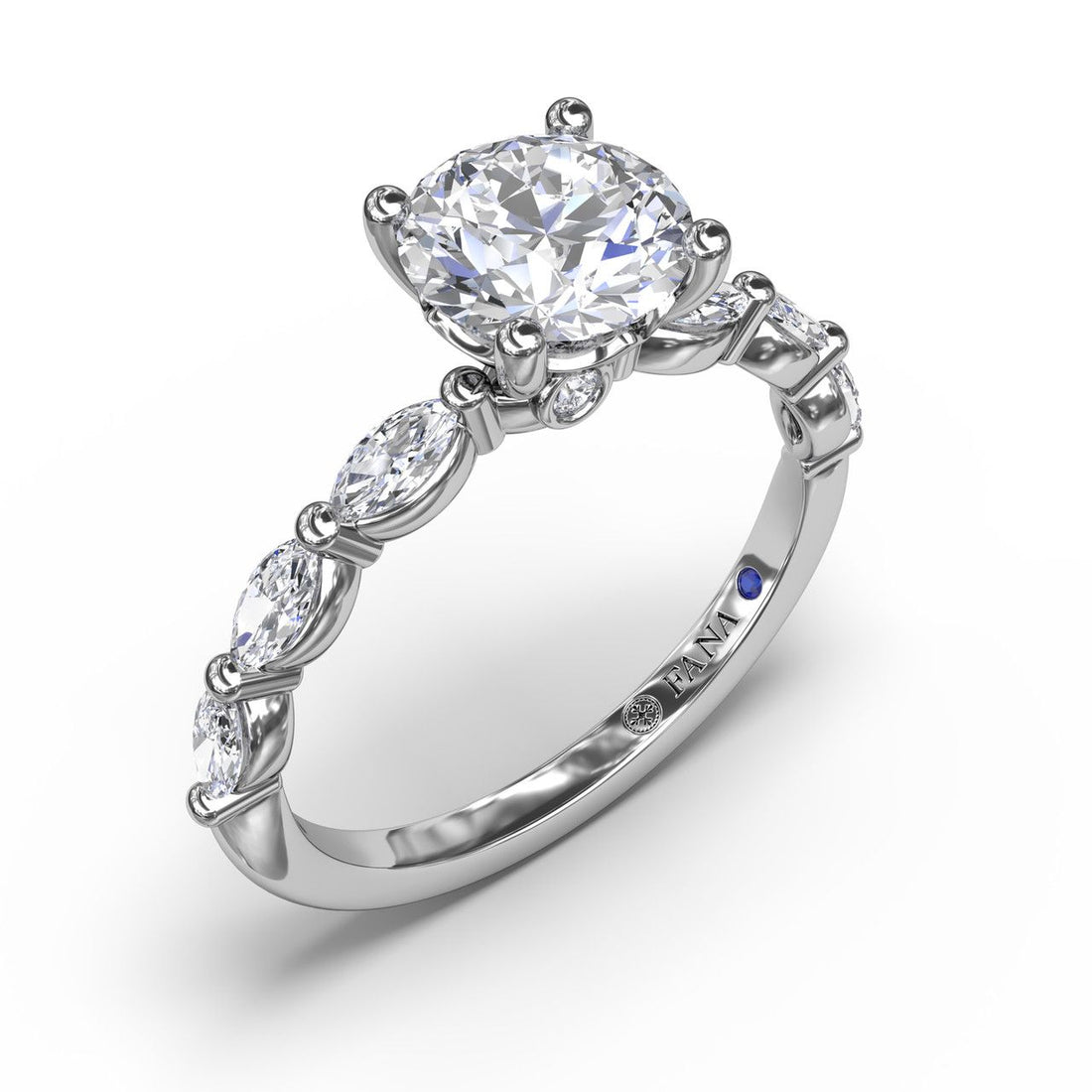 Sparkling Love: 14 Karat White Gold Shared Prong Marquise Engagement Mounting