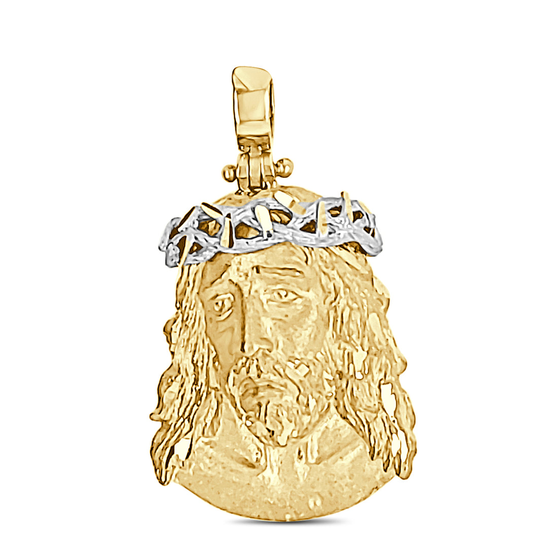 Two-Tone 14 Karat Jesus Pendant Necklace