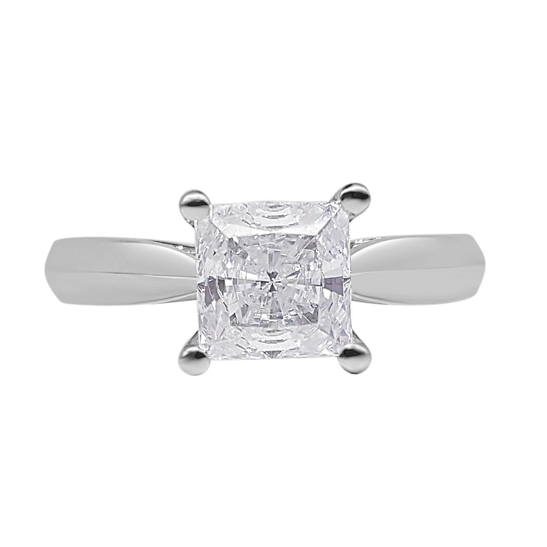 Elegant & Timeless Palladium Engagement Ring with Pinched Shank and Cubic Zirconia Accent