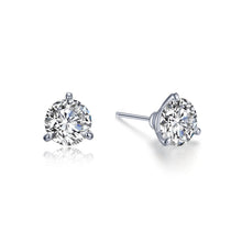 2 Ctw Lassaire Solitaire Studs: Platinum Coated Sterling Silver 3 Prong Martini Earrings