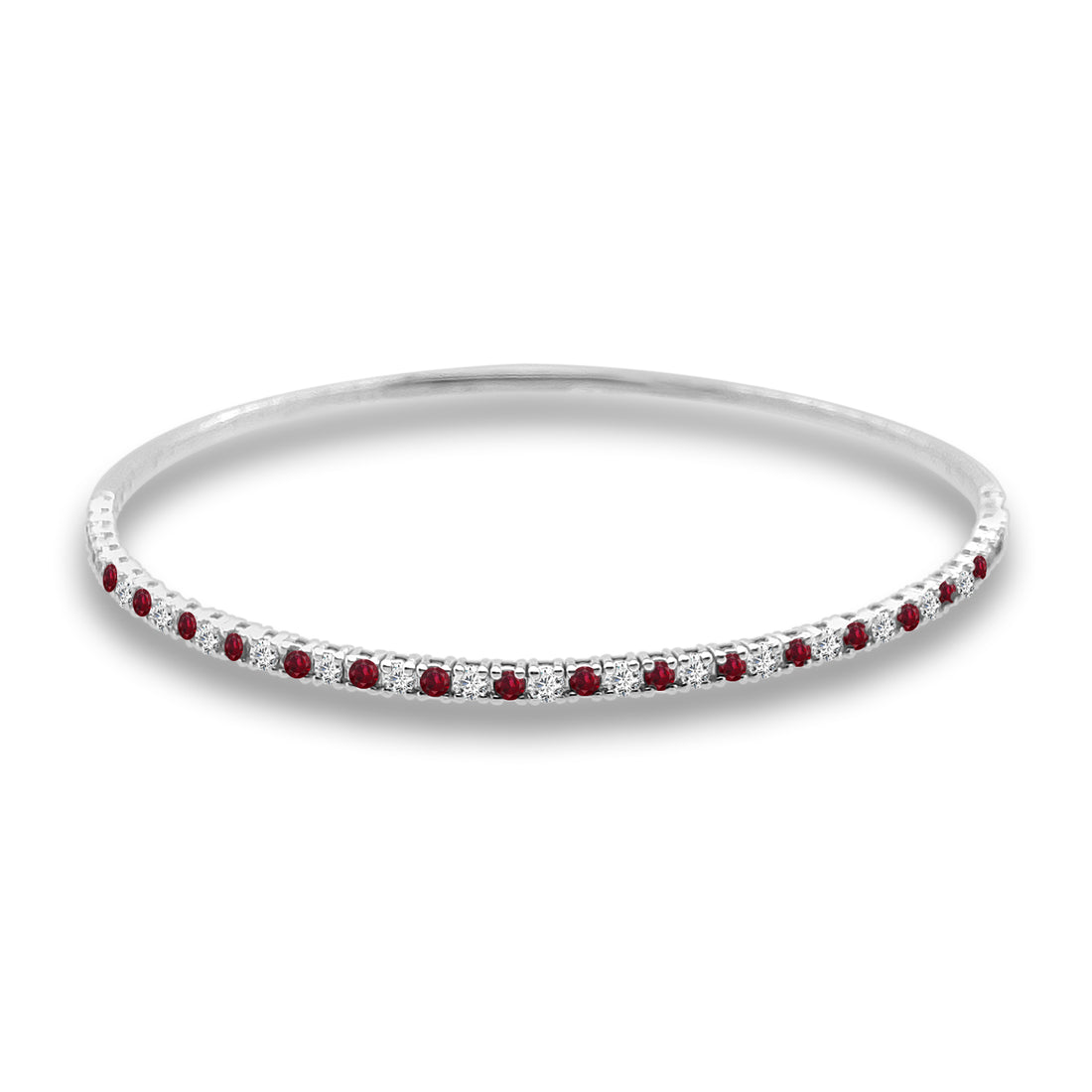 Stunning 14 Karat White Gold Ruby Bangle - 0.51 Carats