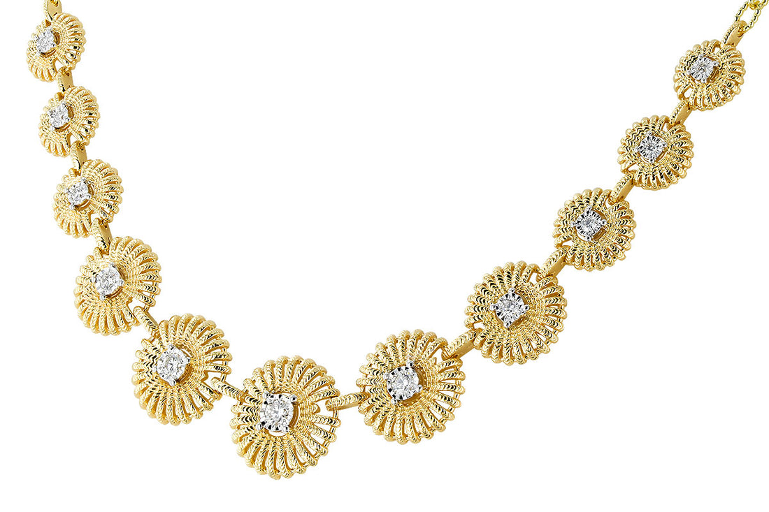 14K Yellow Gold Round Shape Natural Diamond Necklace - 0.22 Carat