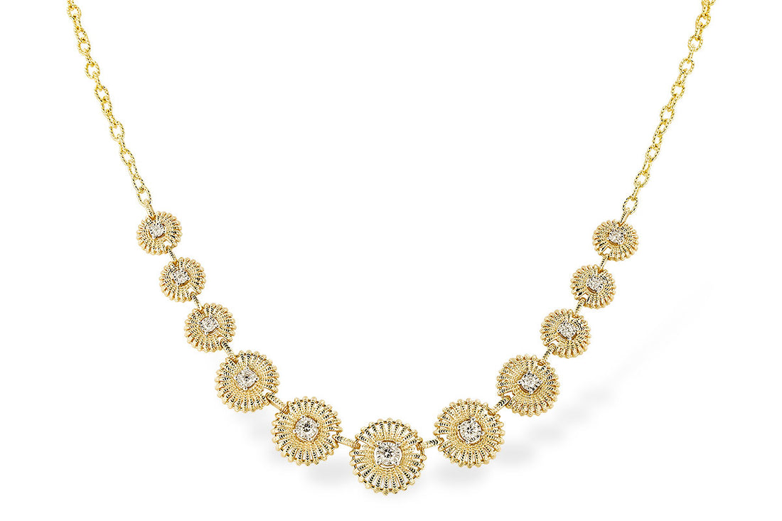 14K Yellow Gold Round Shape Natural Diamond Necklace - 0.22 Carat