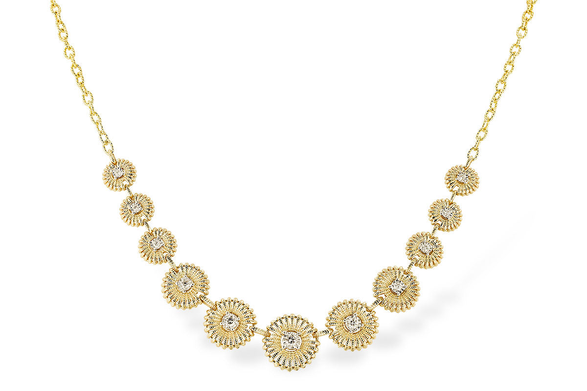 14K Yellow Gold Round Shape Natural Diamond Necklace - 0.22 Carat