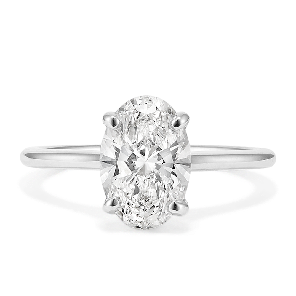 14 Karat White Gold Oval Shape Lab Diamond Engagement Ring - 2 Carats