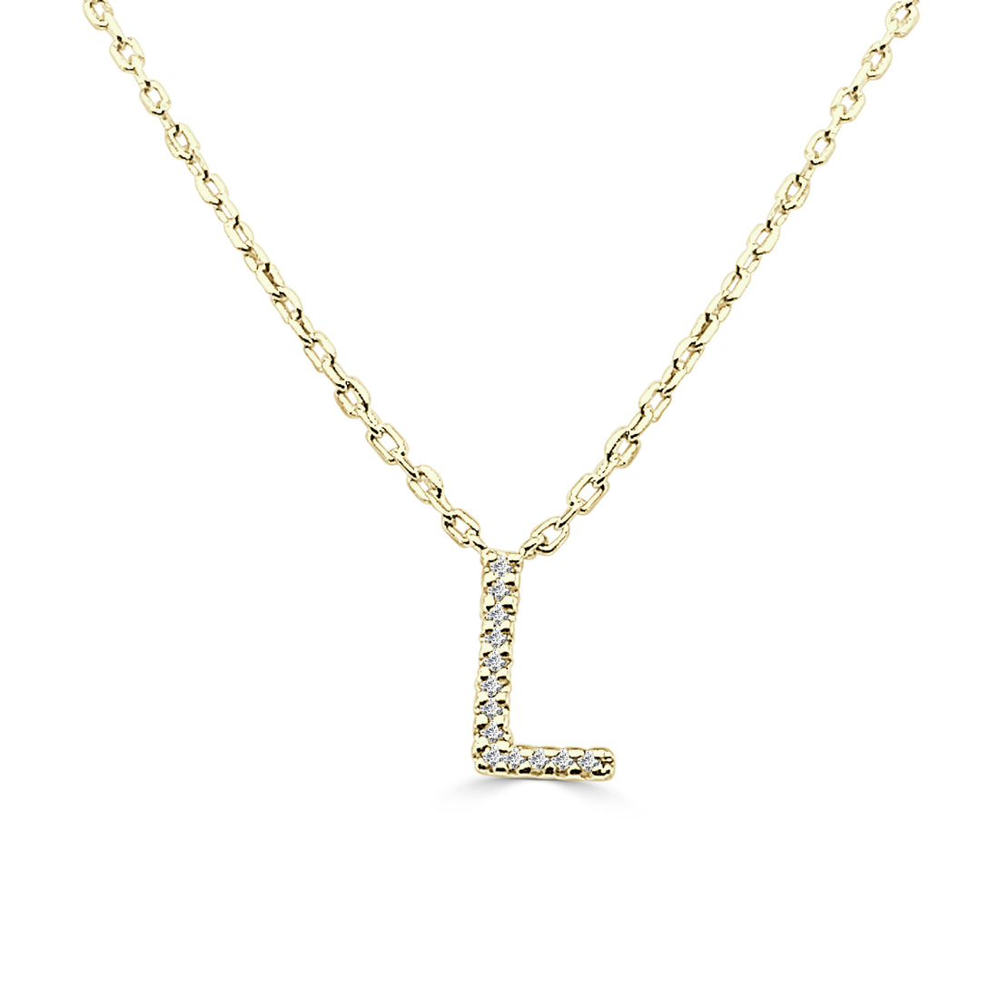 Gold Plated Sterling Silver Initial L Necklace with Natural Diamond Accent (0.04 ct)