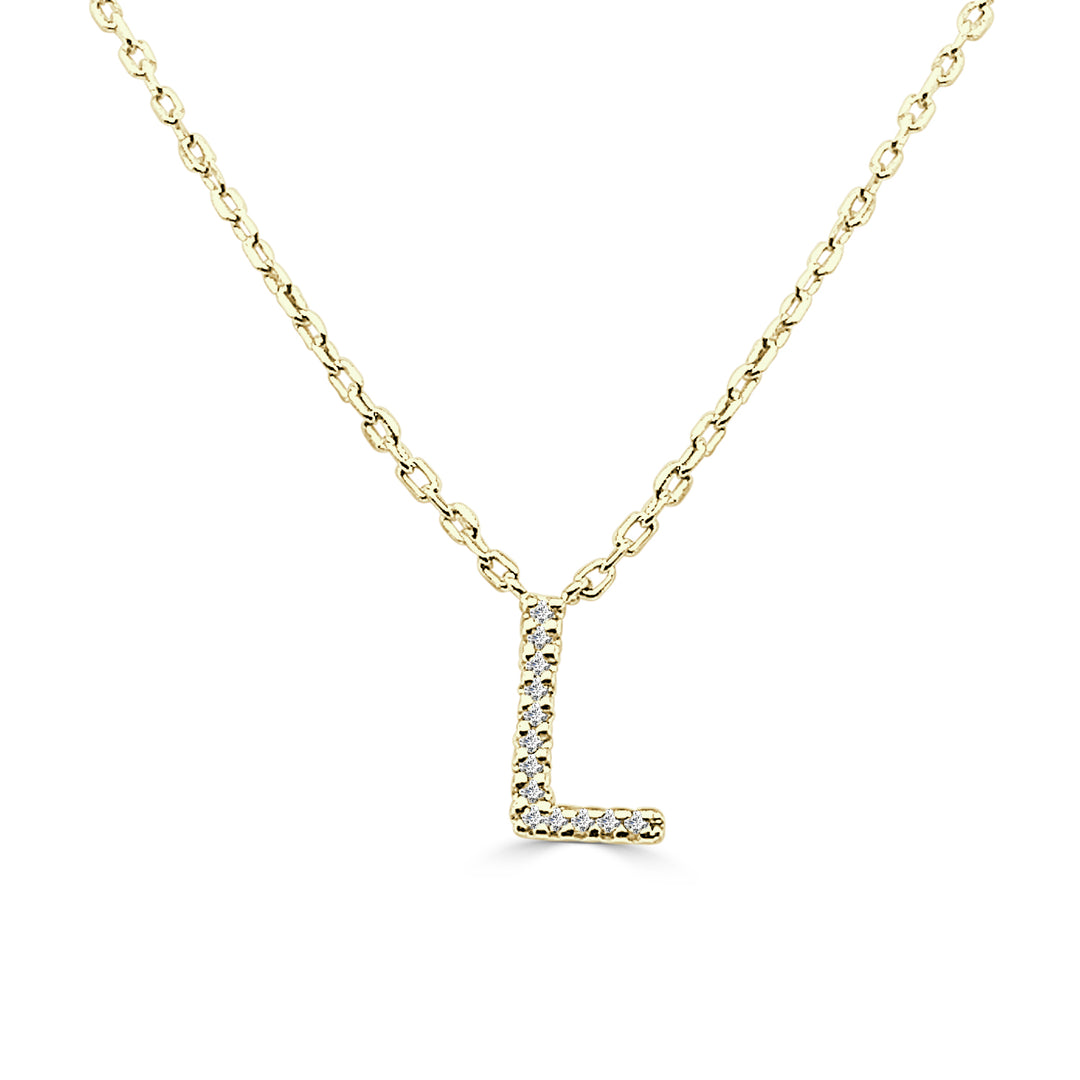 Dazzling Silver Diamond Initial L Necklace - Gold Plated Sterling Silver with Natural Diamond Accent