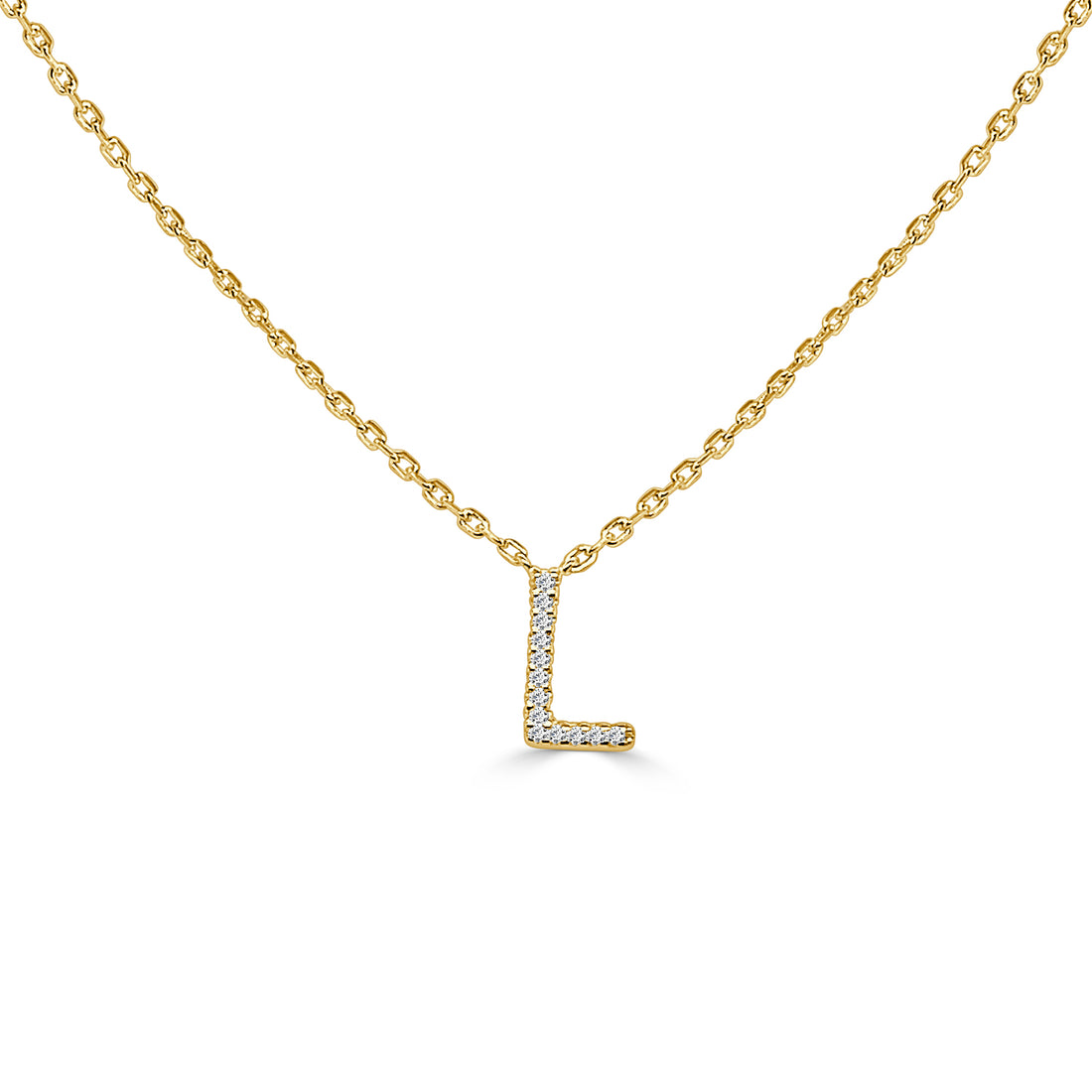 Gold Plated Sterling Silver Initial L Necklace with Natural Diamond Accent (0.04 ct)