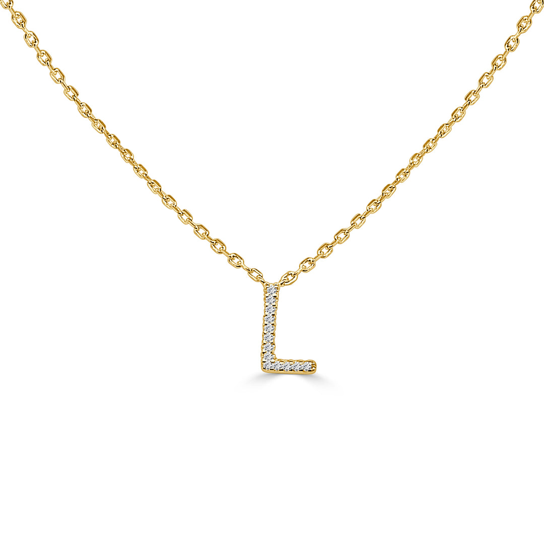 Dazzling Silver Diamond Initial L Necklace - Gold Plated Sterling Silver with Natural Diamond Accent