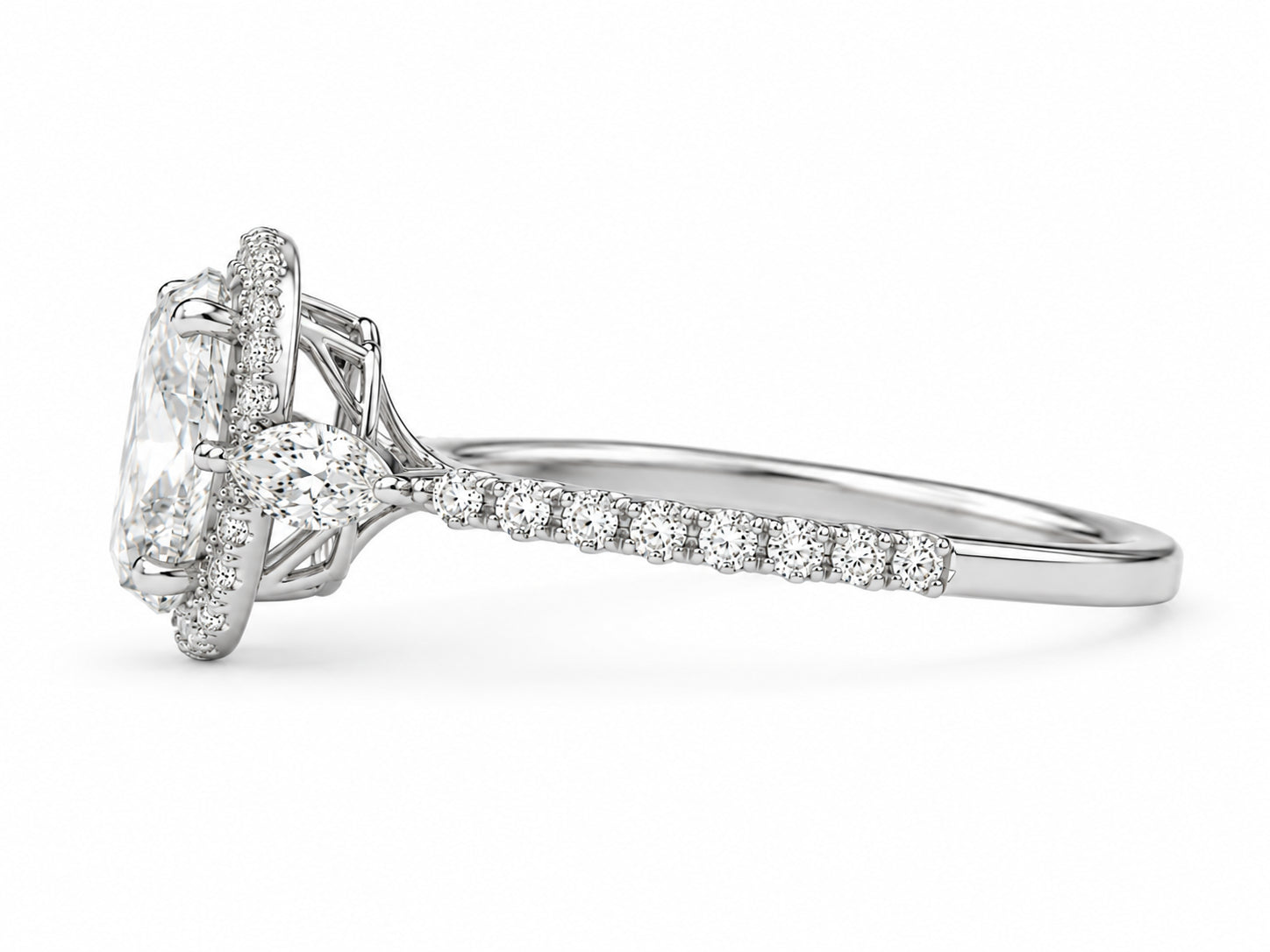 14K White Gold Lab Diamond Oval Engagement Ring - 1.71 Carat