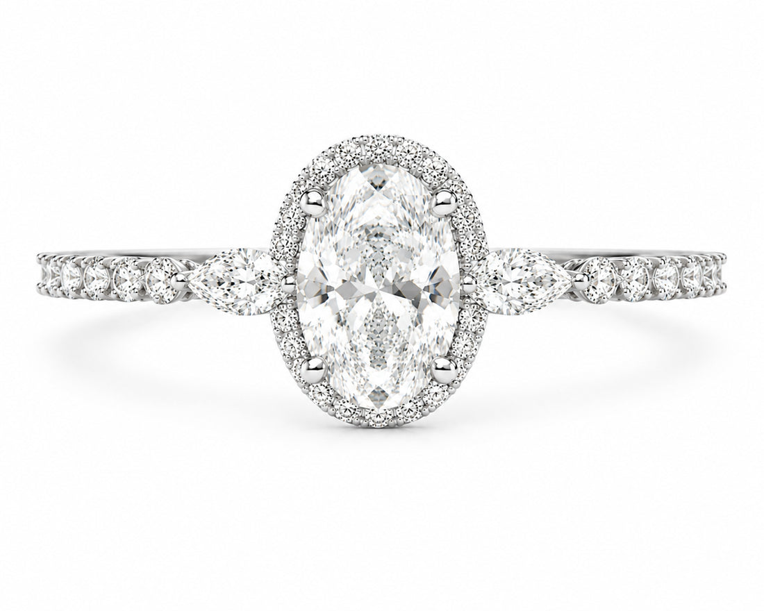 1.71 Carat Oval Lab Diamond Engagement Ring in 14 Karat White Gold