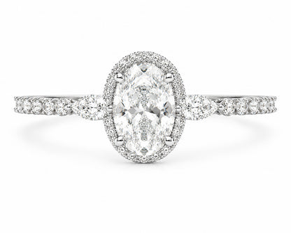 14K White Gold Lab Diamond Oval Engagement Ring - 1.71 Carat