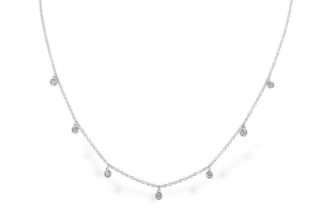 14 Karat White Gold Diamond Necklace - 0.12 Carat Natural Diamond