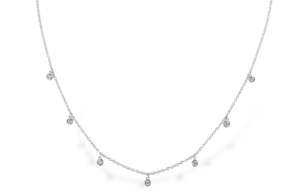 14 Karat White Gold Diamond Necklace - 0.12 Carat Natural Diamond