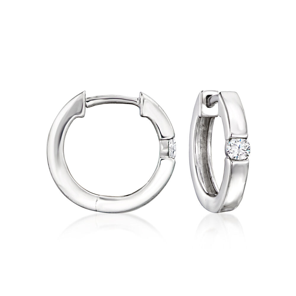 Sparkling Starlight Sterling Silver Miracle Huggie Earrings with Natural Diamond 0.08 Carat