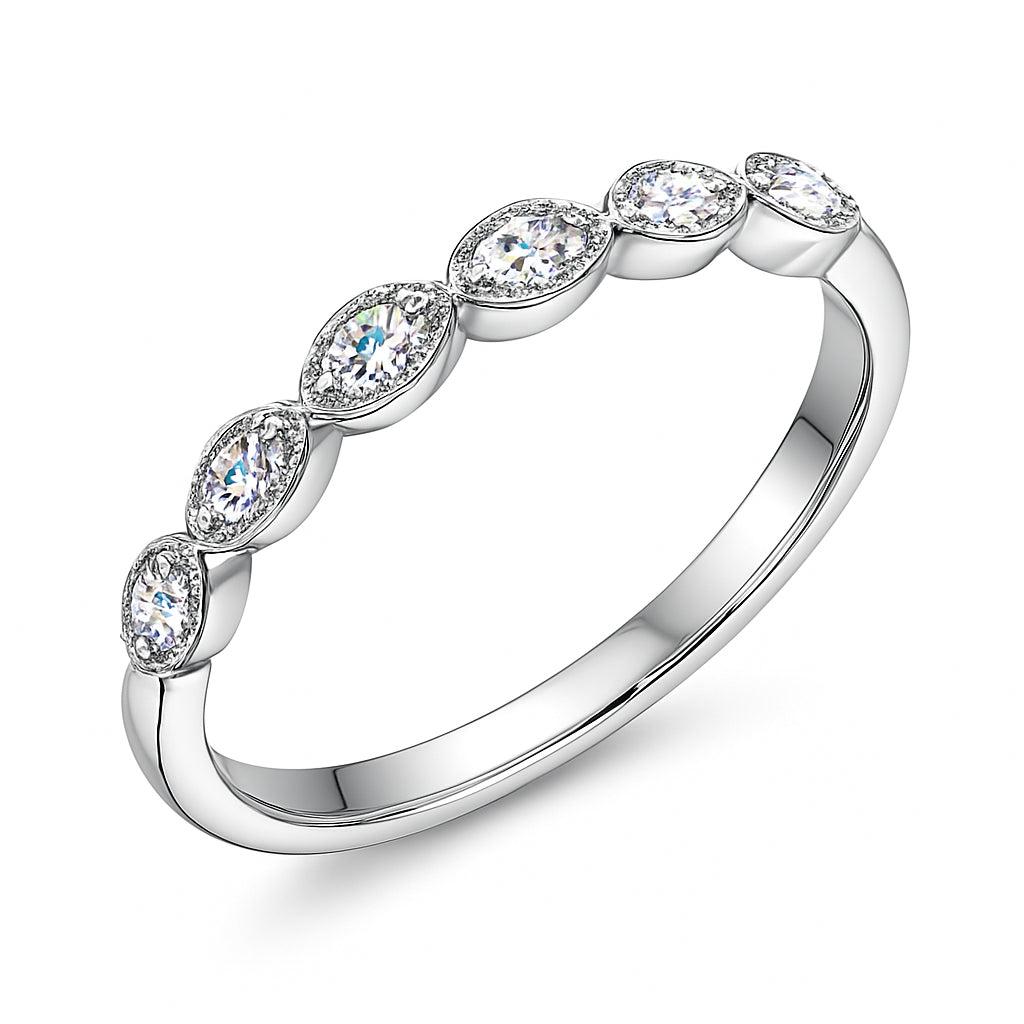 Christmas Cheer Stacking Ring in 10 Karat White Gold with Natural Diamond 0.08