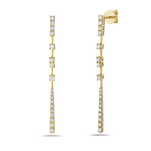 0.90 Carat Natural Diamond 14 Karat Yellow Gold Earrings