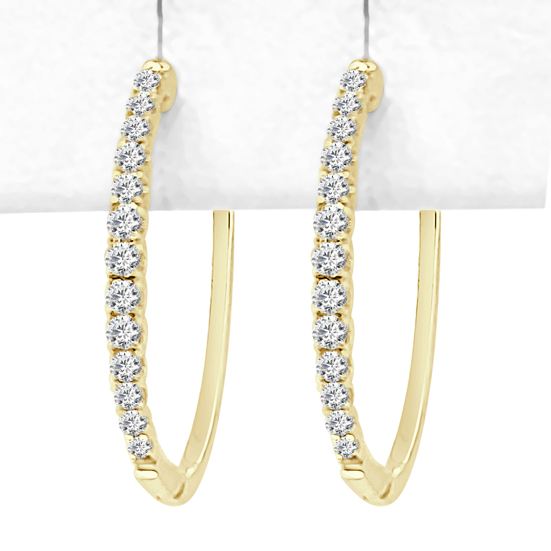 14K Yellow Gold Graduated Oval Natural Diamond Earrings (0.50 ct)