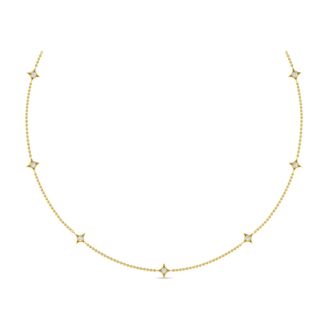 Starlight Glow: 14 Karat Yellow Gold Diamond Necklace - 0.37 Carat