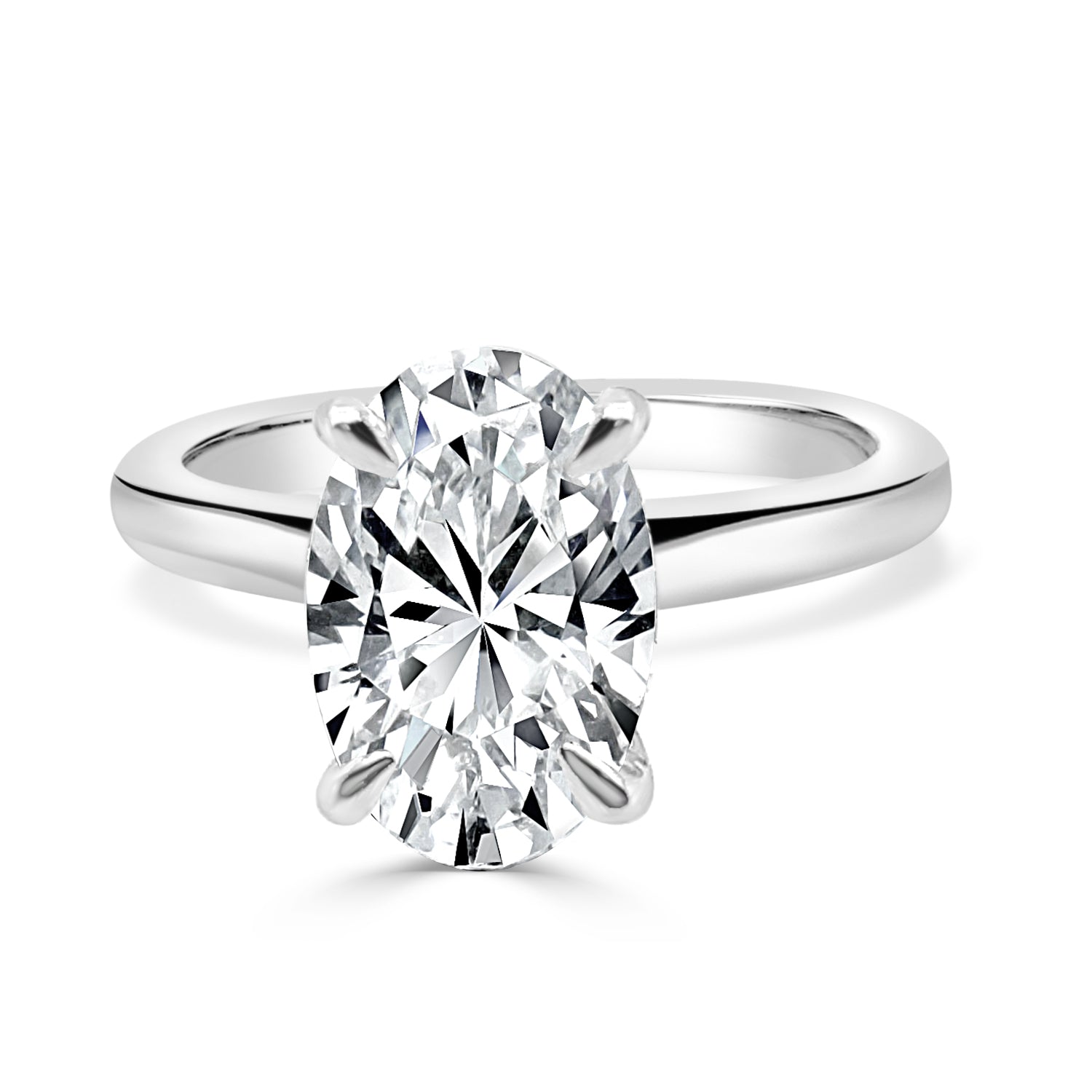 Stunning 14 Karat White Gold Lab Diamond Oval Engagement Ring - 3.00 Carat