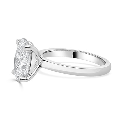 Stunning 14 Karat White Gold Lab Diamond Oval Engagement Ring - 3.00 Carat