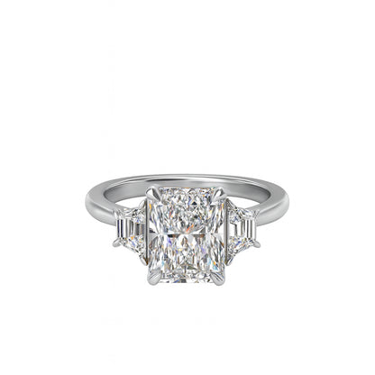 Radiant Trifecta: 14K White Gold 3 Stone Engagement Ring with Lab Diamonds (3.09ct)