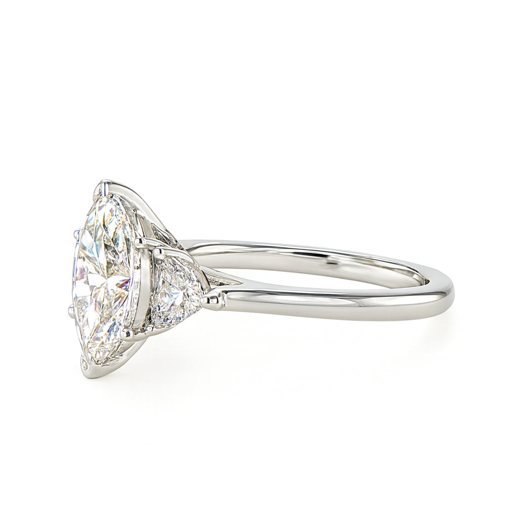 Radiant Trifecta: 14K White Gold 3 Stone Engagement Ring with Lab Diamonds (3.09ct)