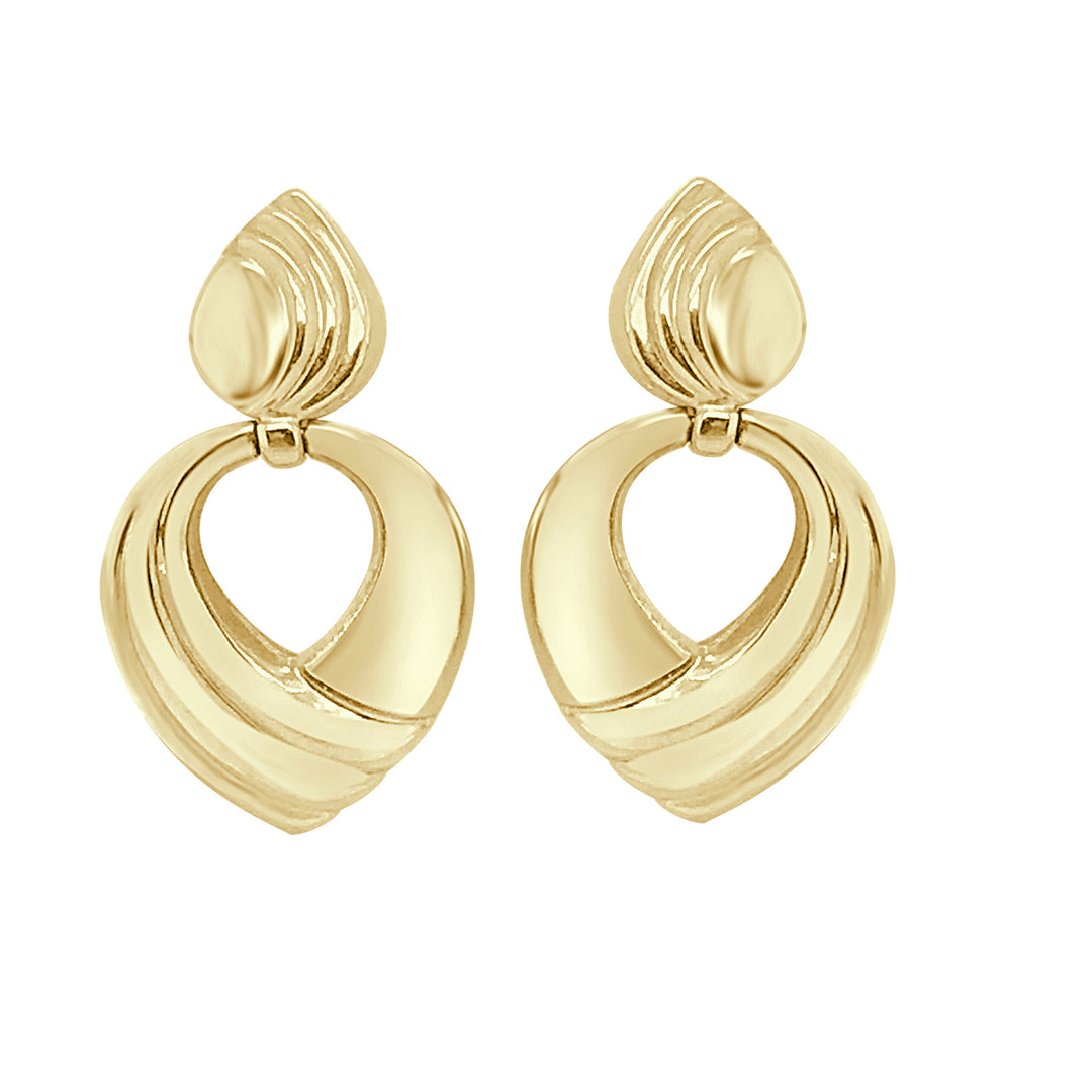 18 Karat Yellow Gold Hollow Heart Earrings