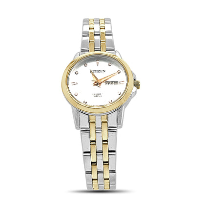 Citizen Quartz Stainless Steel Ladies Watch - Rose and Silver Tone