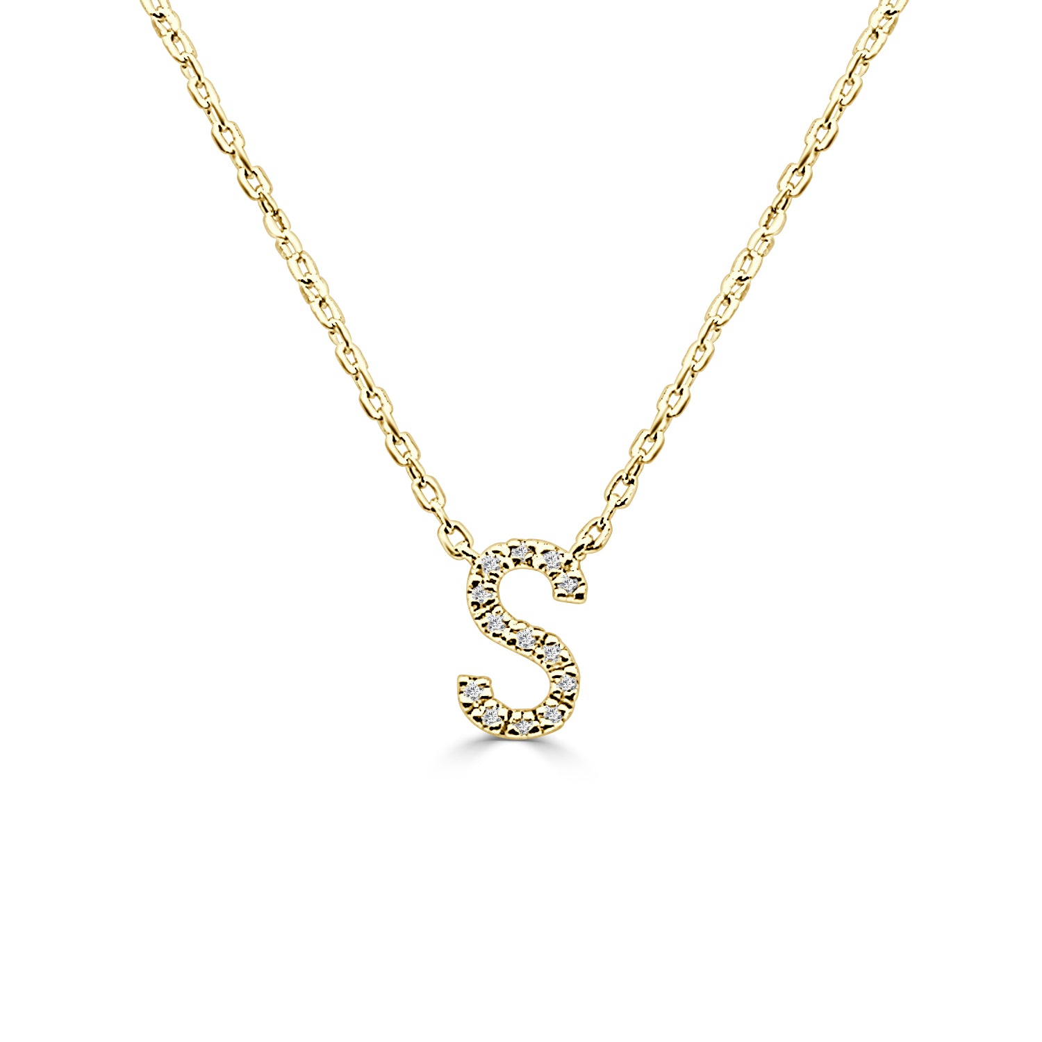 Sophisticate Diamond Initial S Necklace - 0.04 Natural Diamond, Gold Plated Sterling Silver