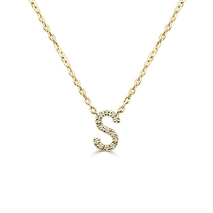 Sophisticate Diamond Initial S Necklace - 0.04 Natural Diamond, Gold Plated Sterling Silver