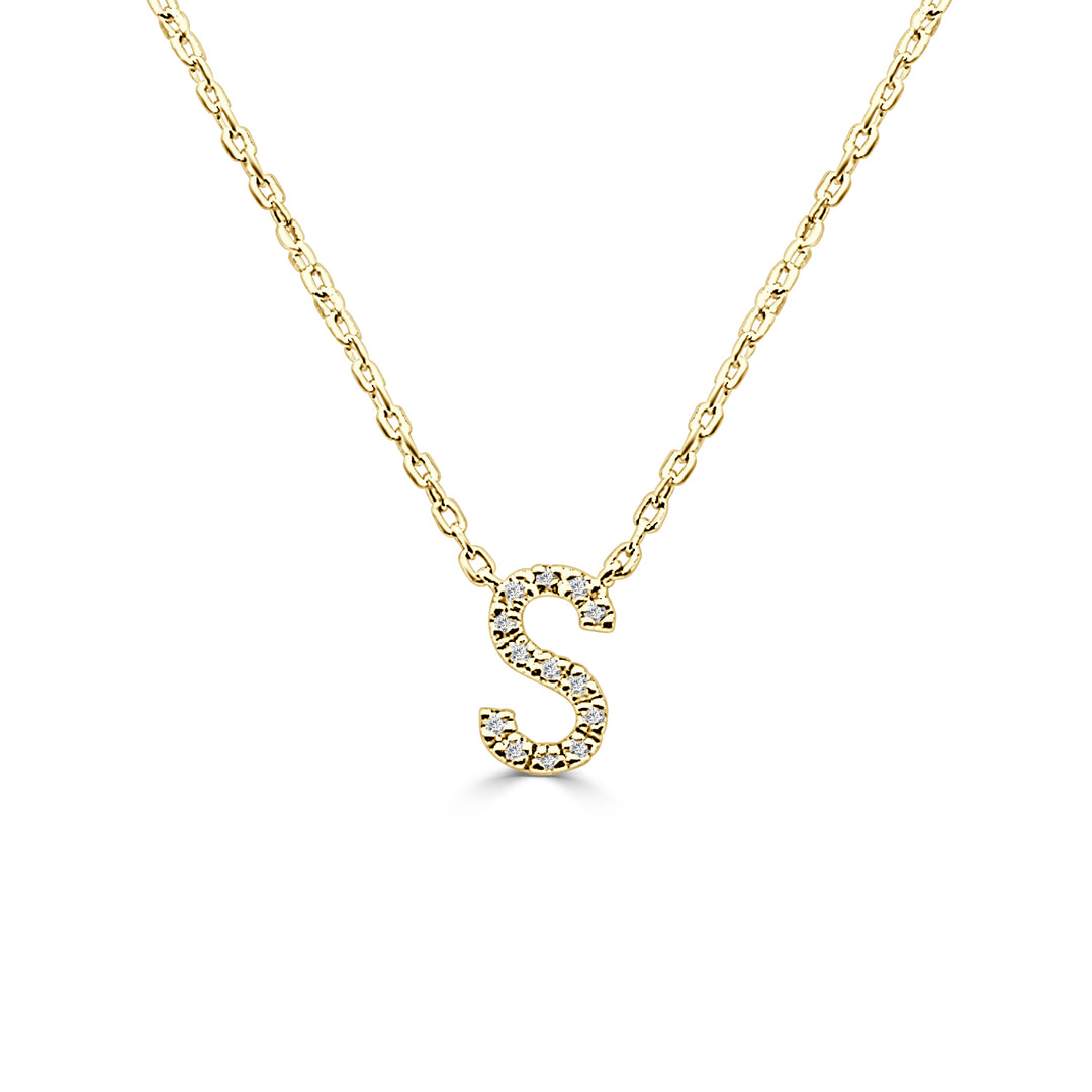 Dazzling Diamond Initial S Necklace - Gold Plated Sterling Silver with Natural Diamond Accent