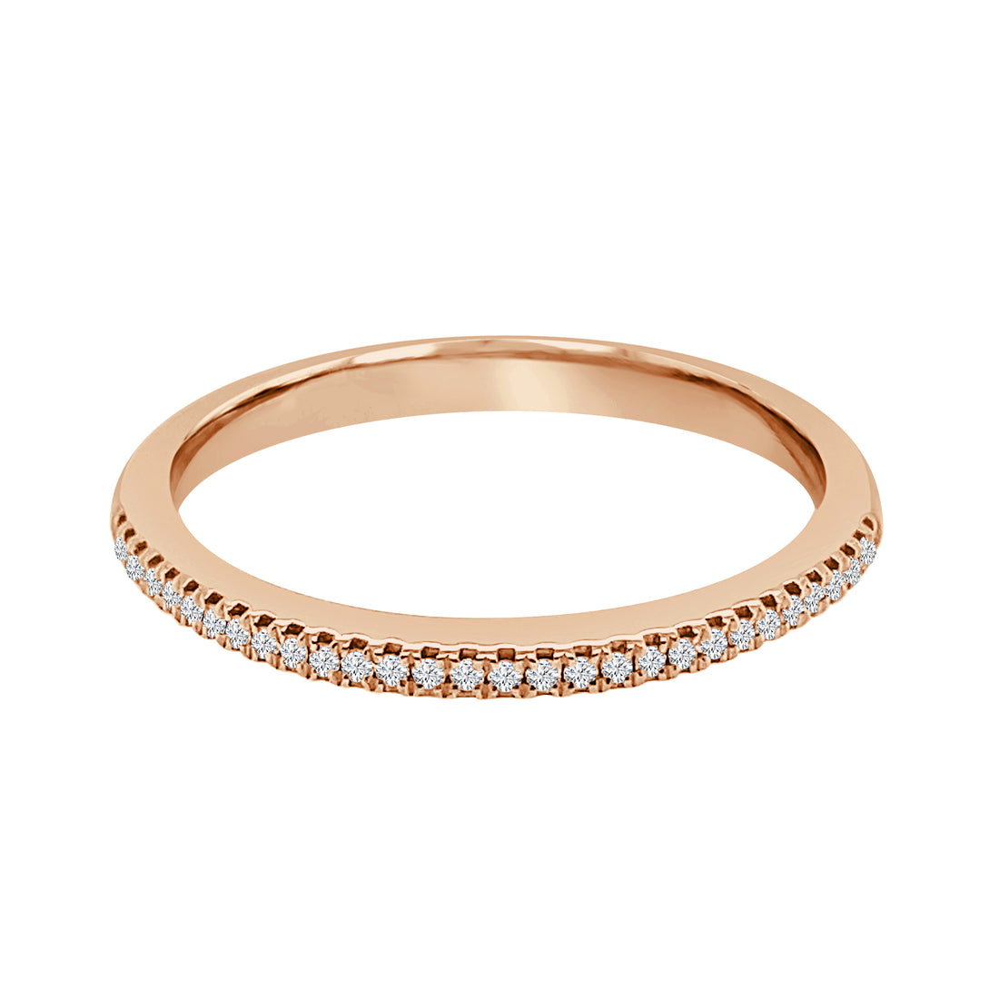 18 Karat Rose Gold Wedding Band with Natural Diamond Accent - 0.07 Carat