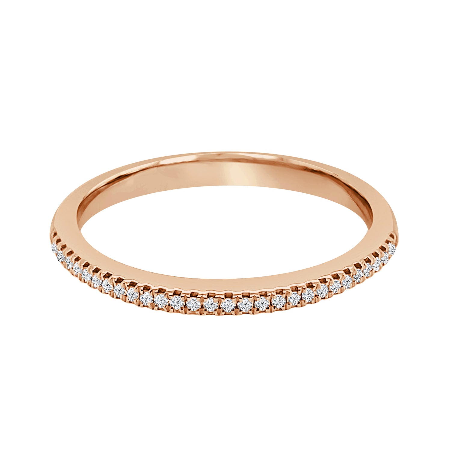 18 Karat Rose Gold Wedding Band with Natural Diamond Accent (0.07 carat)