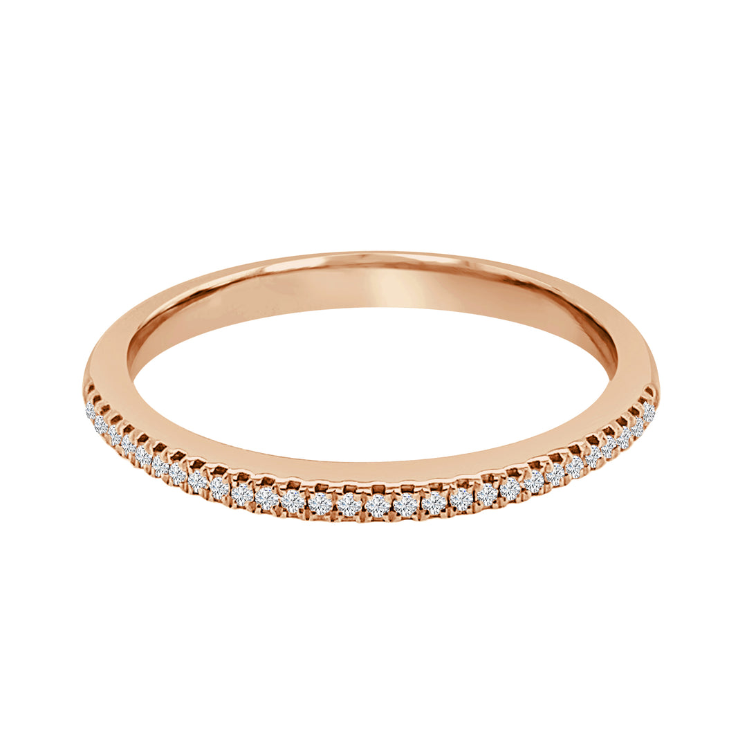 18 Karat Rose Gold Wedding Band with Natural Diamond Accent