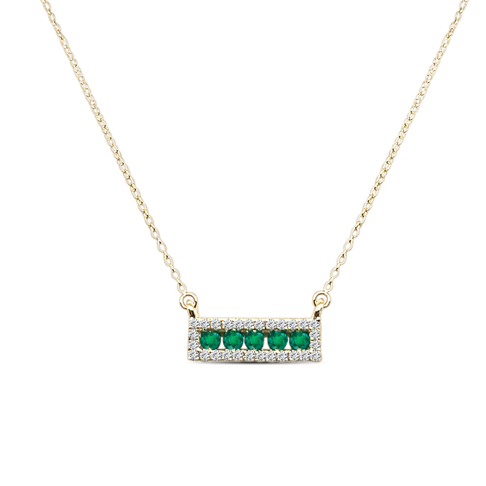 Exquisite Emerald Necklace in 14 Karat Yellow Gold