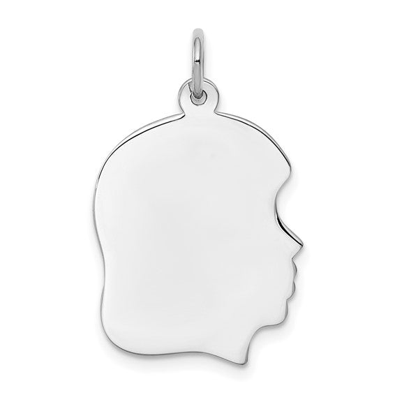 Engravable Girls Head Sterling Silver Charm Pendant