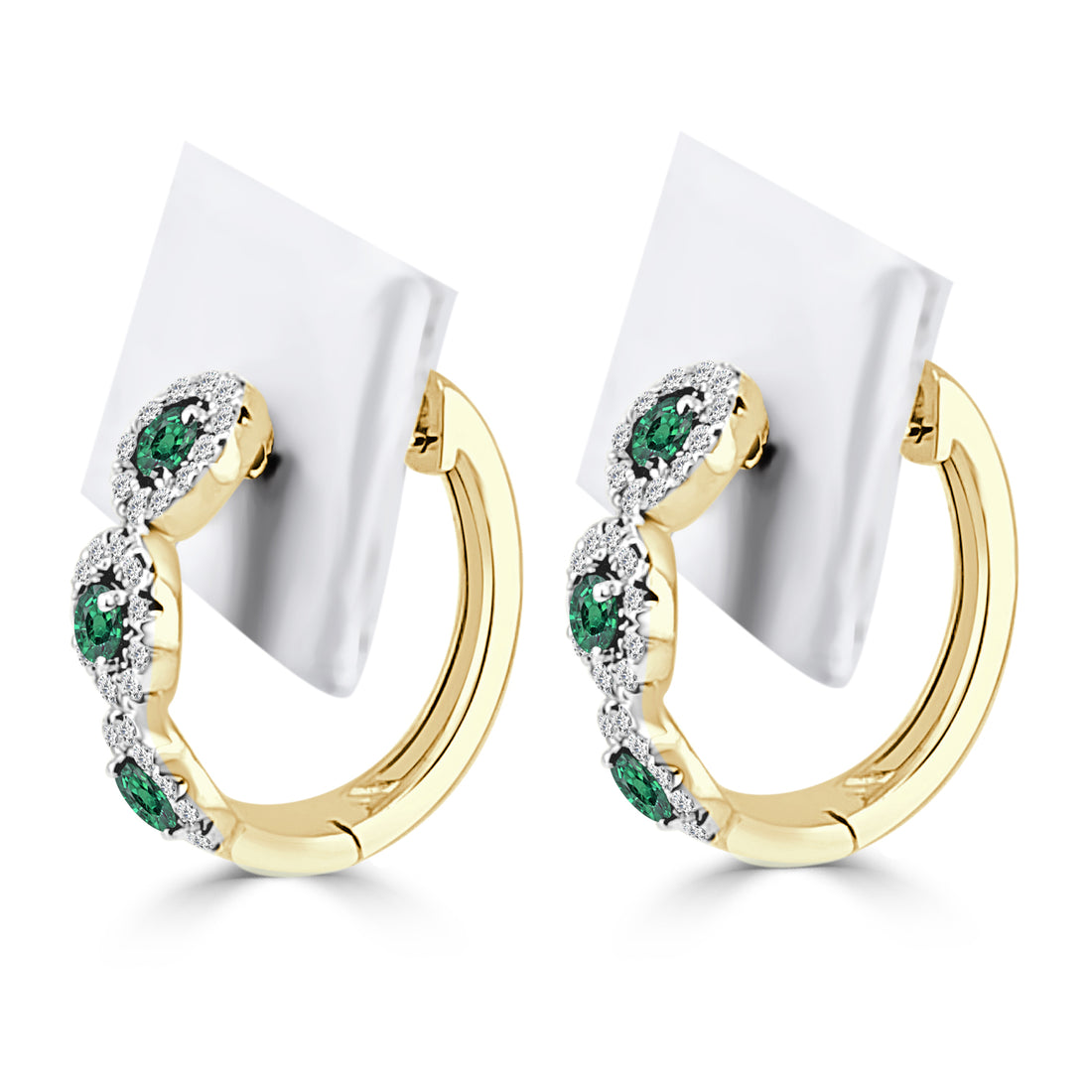 14 Karat Yellow Gold Emerald Earrings - 0.49 Carats