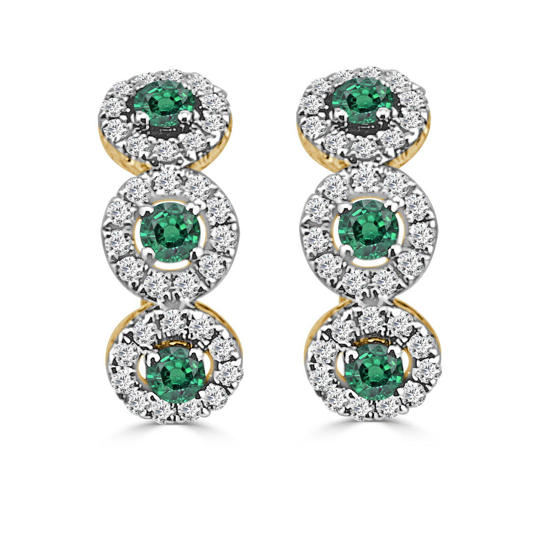 14 Karat Yellow Gold Emerald Earrings - 0.49 Carats