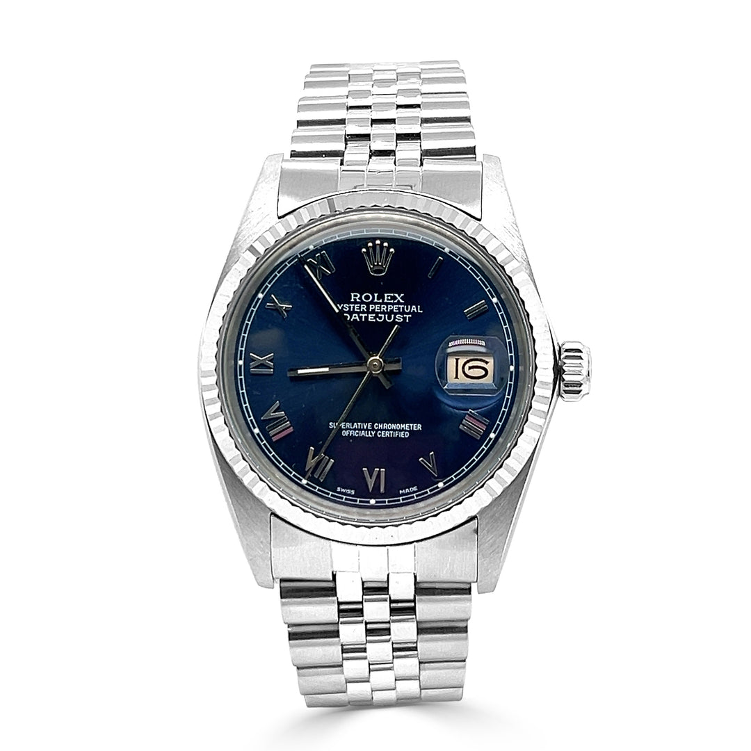 Rolex Luxury Watch with Blue Roman Numerals