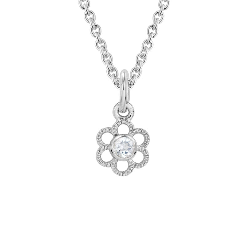 Sterling Silver White Topaz Flower Child Necklace
