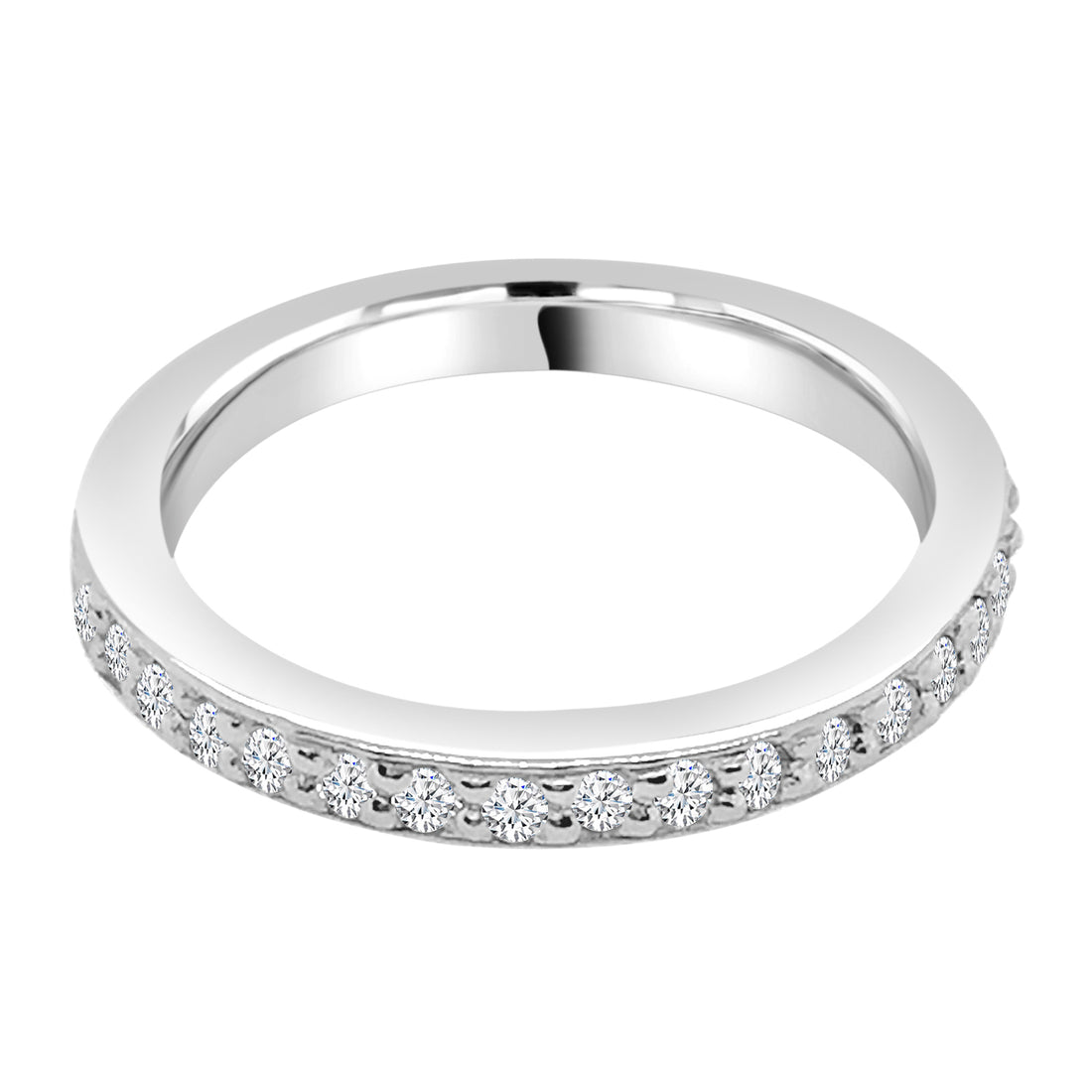 Classic Round 0.50 ct Natural Diamond Wedding Band in 14 Karat White Gold