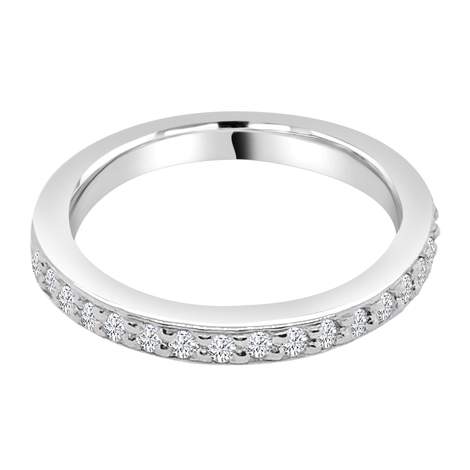 Stunning 14 Karat White Gold Wedding Band with Natural Diamond: Round Shape, 0.50 Carat