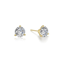 2 Carat Total Weight Lassaire Solitaire Studs in Gold Plated Sterling Silver - 3 Prong Martini Earrings