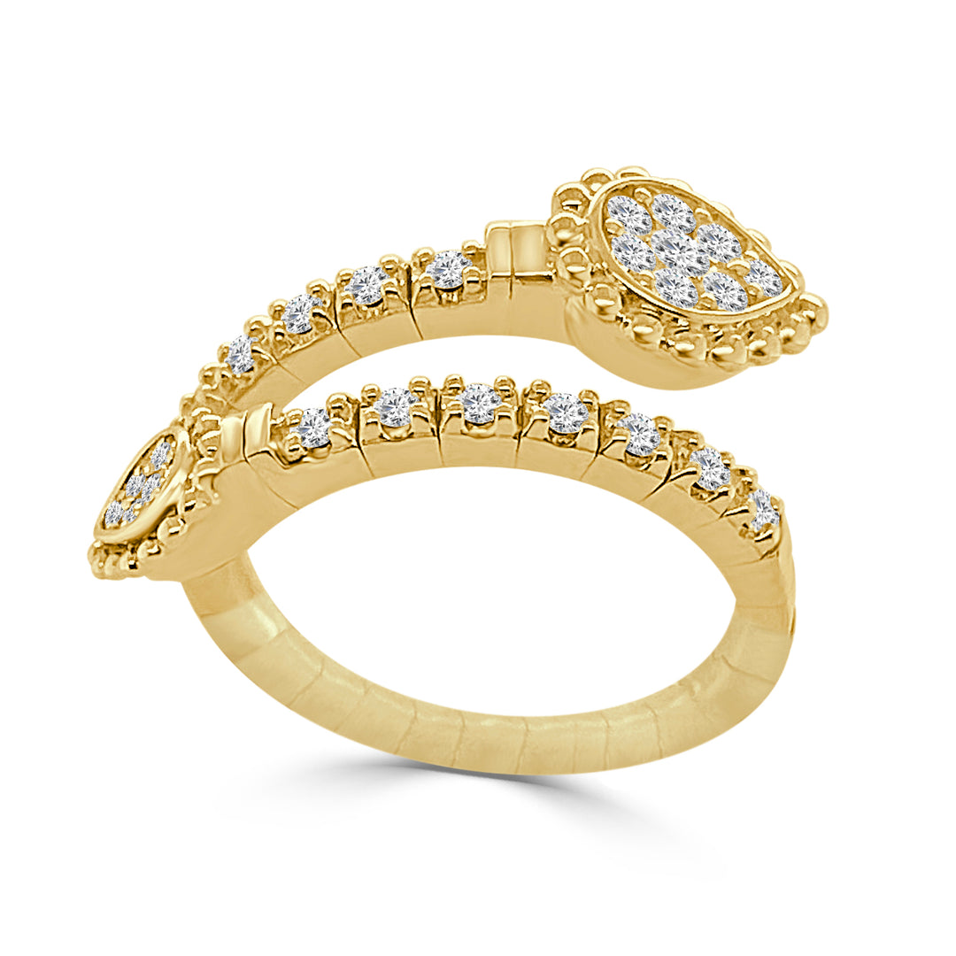 18 Karat Yellow Gold Pear Shape Open Flex Ring with Natural Diamond (0.31 carat)