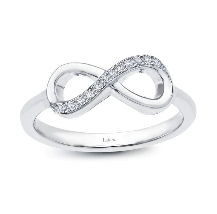 Lassaire Infinity Ring in Platinum Coated Sterling Silver - 0.17 Carat
